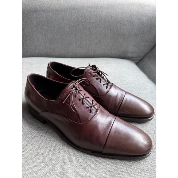 Bruno Magli Adriano Leather Cap Toes Oxford Shoe Men's 12 Brown Classic Elegant - Picture 1 of 11